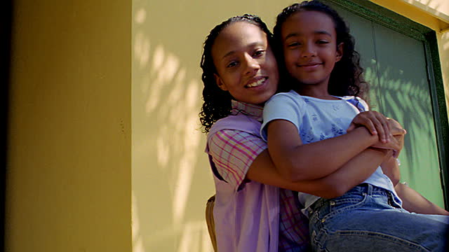 Two Teen Girls Smiling Stock Photo